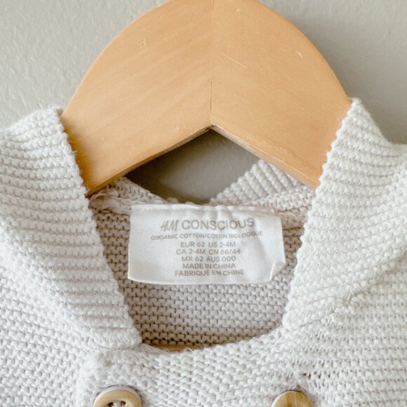 H&M Knit button up hoodie sweater 2-4m unisex baby girl boy kids clothes - Picture 12 of 12